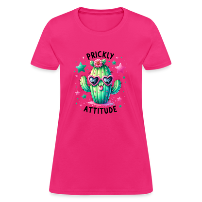 Prickly Attitude Women's Contoured T-Shirt (Cactus) - fuchsia