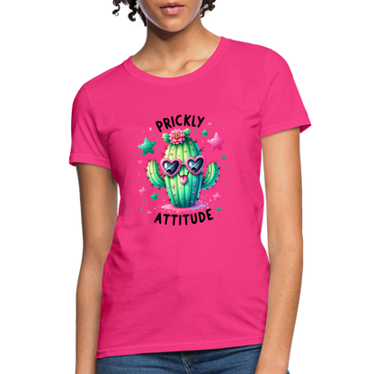 Prickly Attitude Women's Contoured T-Shirt (Cactus) - fuchsia