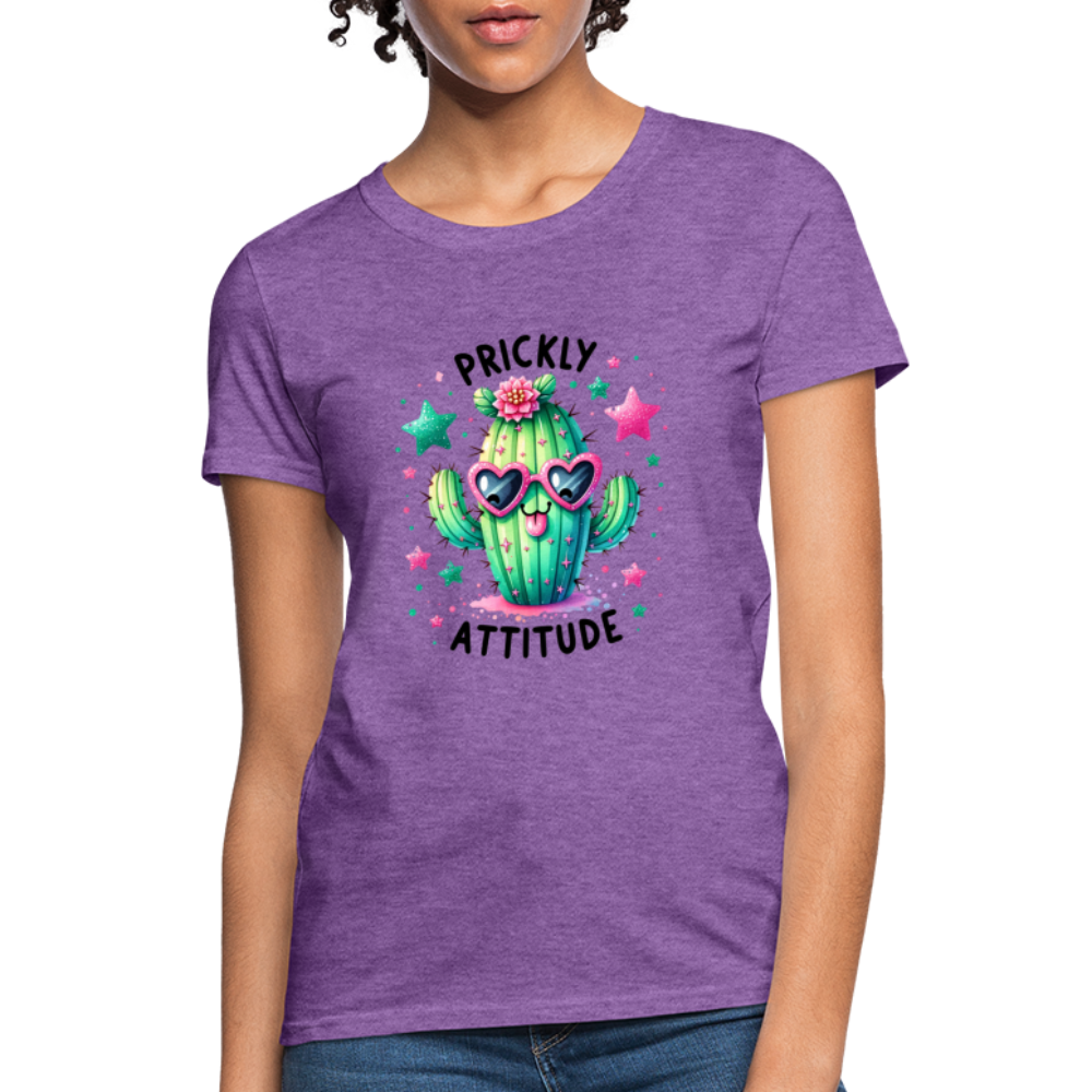 Prickly Attitude Women's Contoured T-Shirt (Cactus) - purple heather