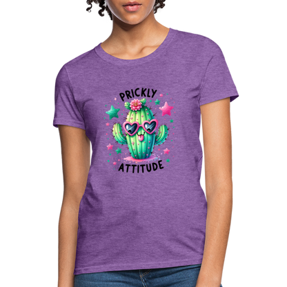 Prickly Attitude Women's Contoured T-Shirt (Cactus) - purple heather