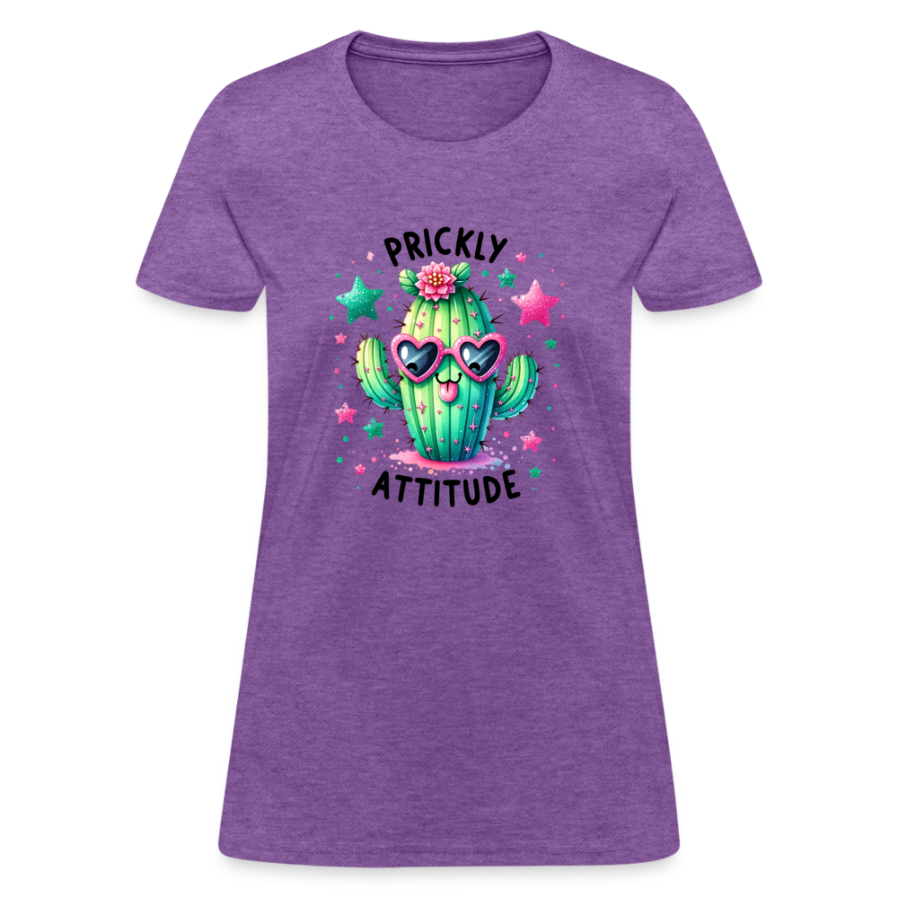 Prickly Attitude Women's Contoured T-Shirt (Cactus) - purple heather