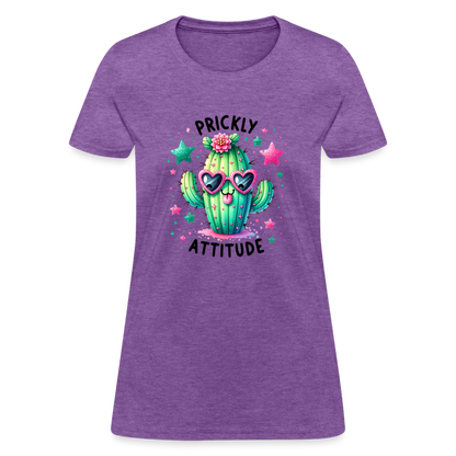 Prickly Attitude Women's Contoured T-Shirt (Cactus) - purple heather