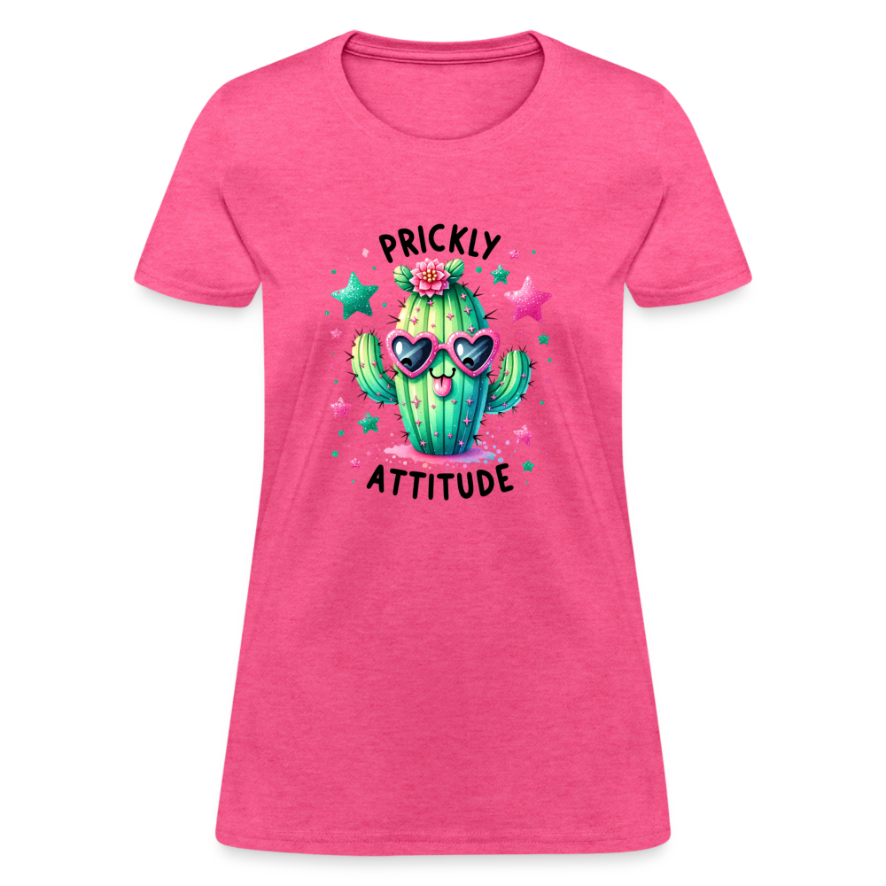 Prickly Attitude Women's Contoured T-Shirt (Cactus) - heather pink