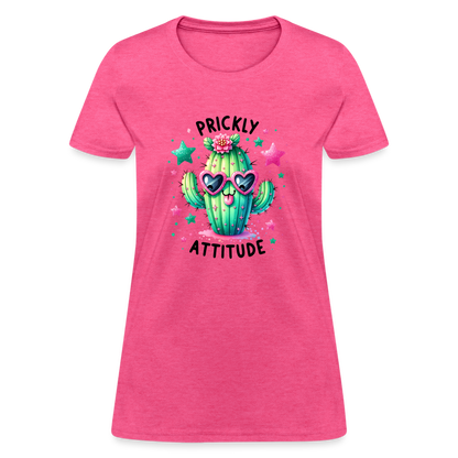 Prickly Attitude Women's Contoured T-Shirt (Cactus) - heather pink