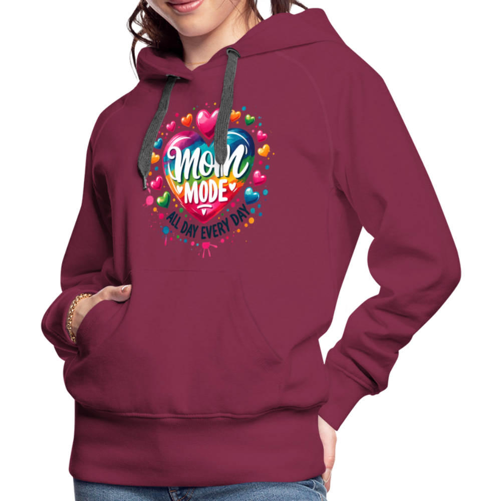 Mom Mode All Day Every Day Women’s Premium Hoodie - burgundy