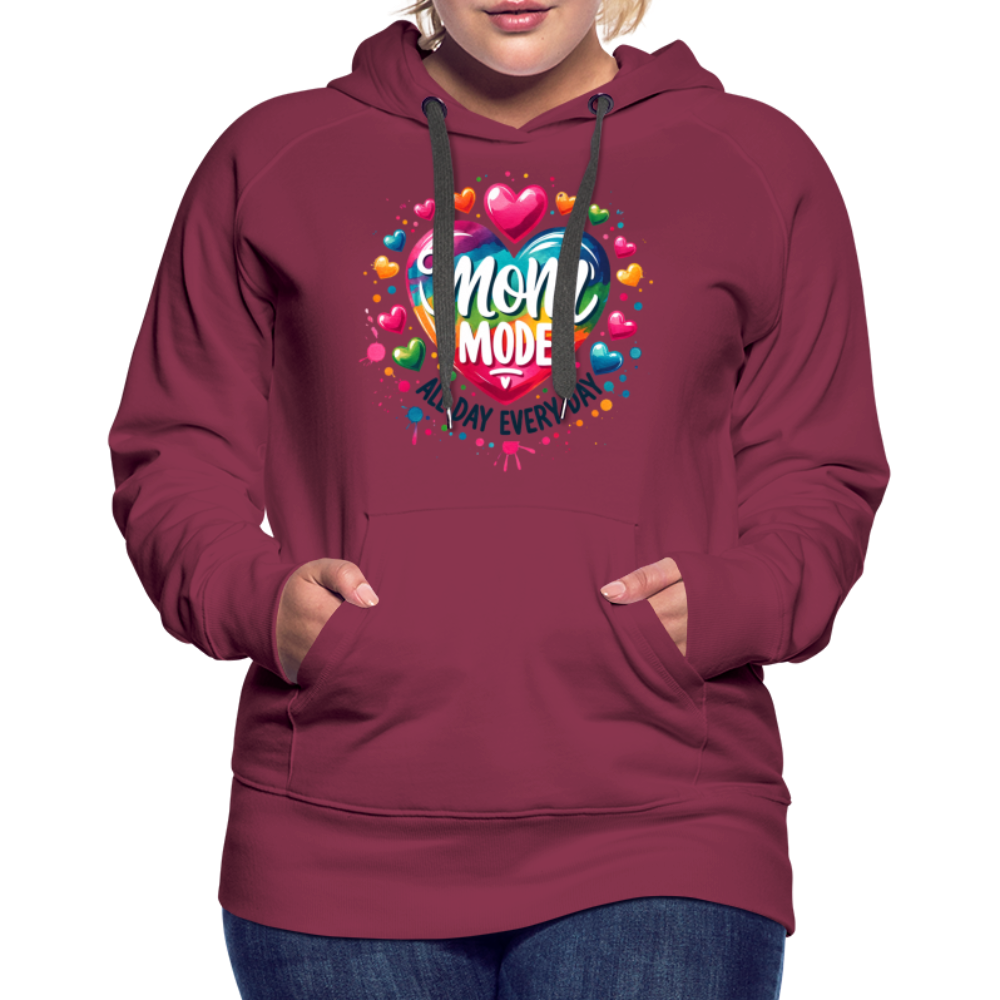 Mom Mode All Day Every Day Women’s Premium Hoodie - burgundy