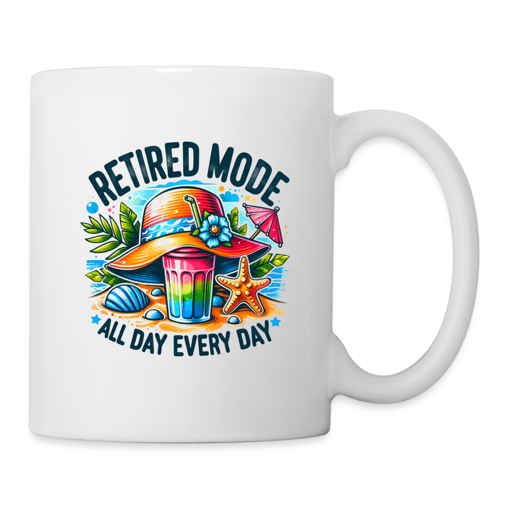 Retired Mode Coffee Mug (All Day Every Day) - white