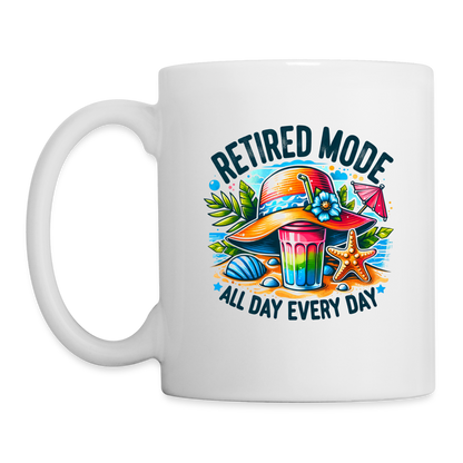 Retired Mode Coffee Mug (All Day Every Day) - white