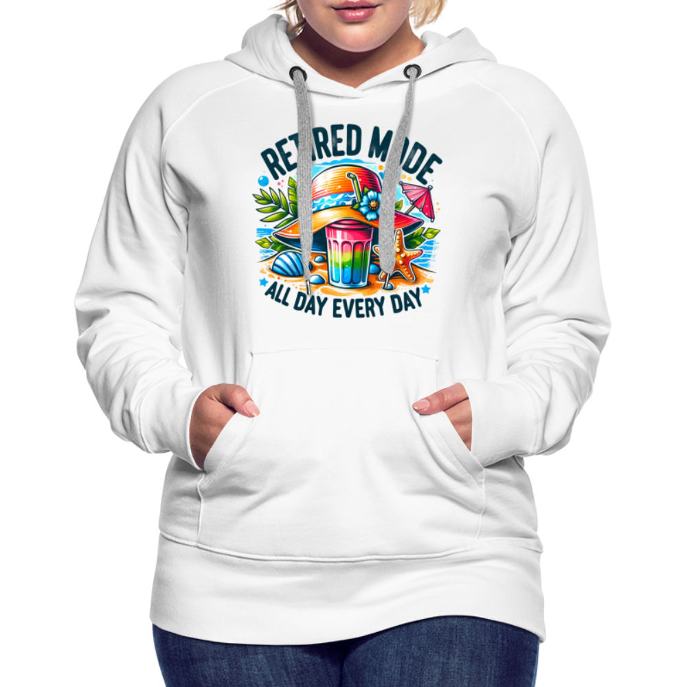 Retired Mode Women’s Premium Hoodie (All Day Every Day) - white