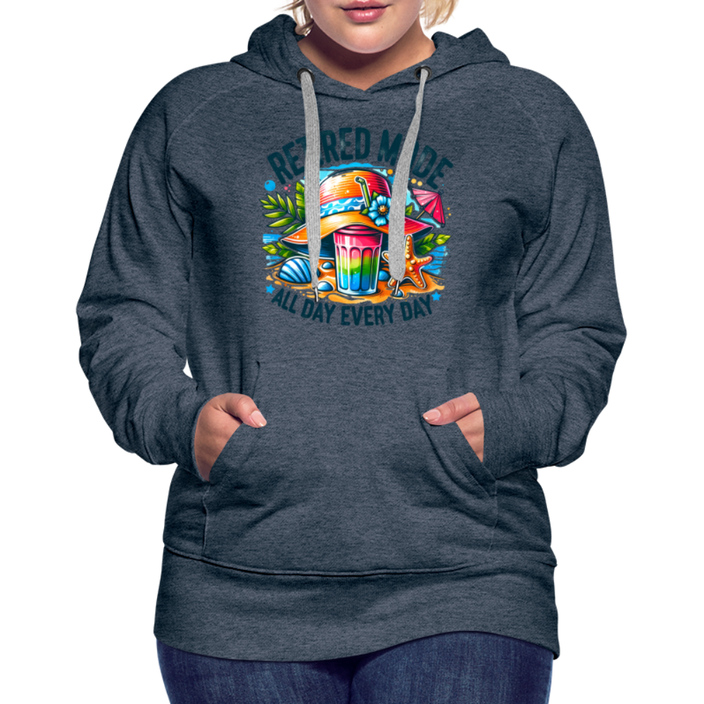 Retired Mode Women’s Premium Hoodie (All Day Every Day) - heather denim