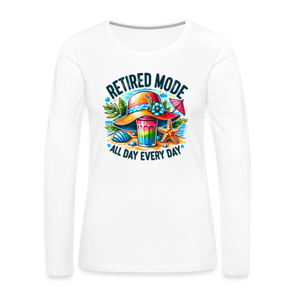 Retired Mode Women's Premium Long Sleeve T-Shirt (All Day Every Day) - white