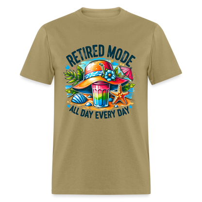 Retired Mode T-Shirt (All Day Every Day) - khaki