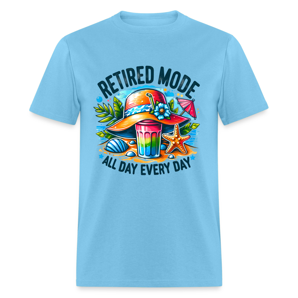 Retired Mode T-Shirt (All Day Every Day) - aquatic blue