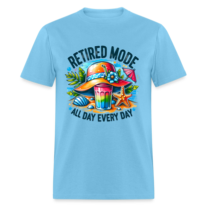 Retired Mode T-Shirt (All Day Every Day) - aquatic blue