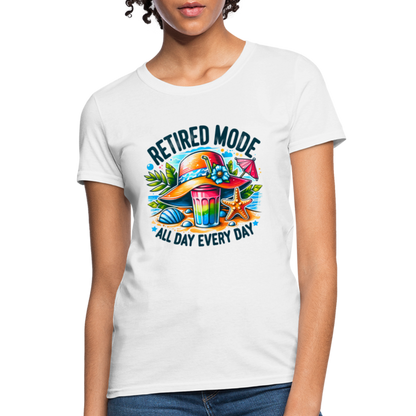 Retired Mode Women's Contoured T-Shirt (All Day Every Day) - white