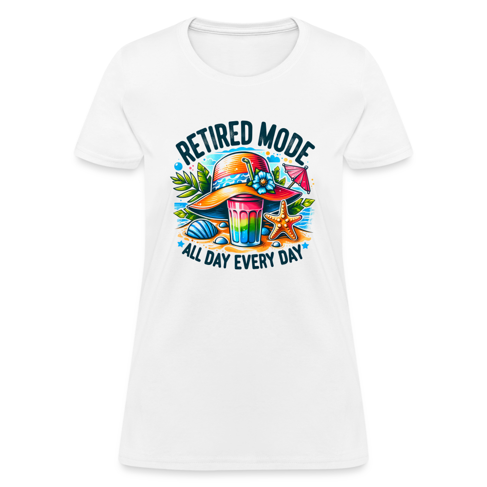 Retired Mode Women's Contoured T-Shirt (All Day Every Day) - white