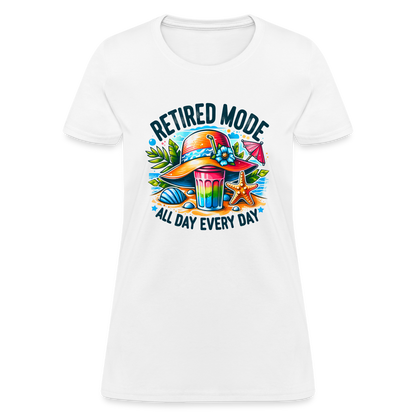 Retired Mode Women's Contoured T-Shirt (All Day Every Day) - white