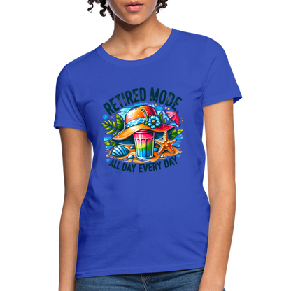 Retired Mode Women's Contoured T-Shirt (All Day Every Day) - royal blue