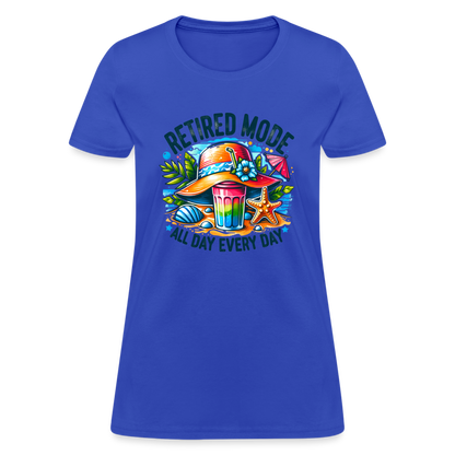 Retired Mode Women's Contoured T-Shirt (All Day Every Day) - royal blue