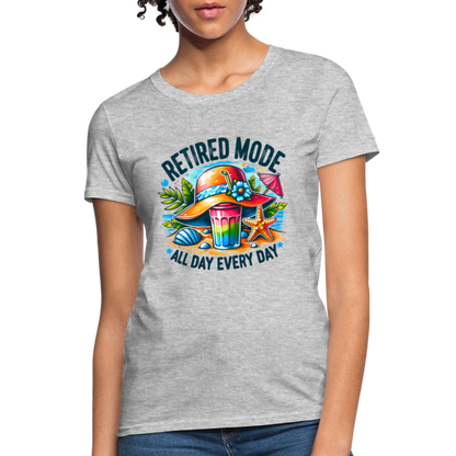 Retired Mode Women's Contoured T-Shirt (All Day Every Day) - heather gray