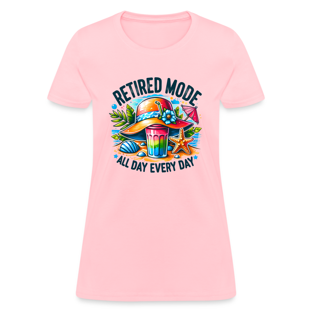 Retired Mode Women's Contoured T-Shirt (All Day Every Day) - pink