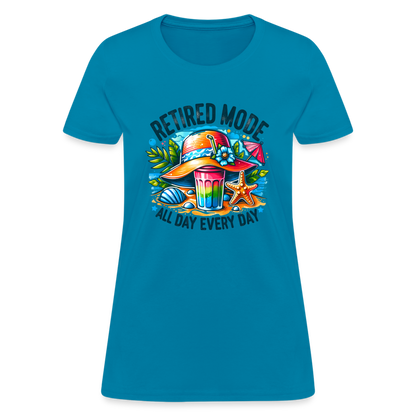 Retired Mode Women's Contoured T-Shirt (All Day Every Day) - turquoise