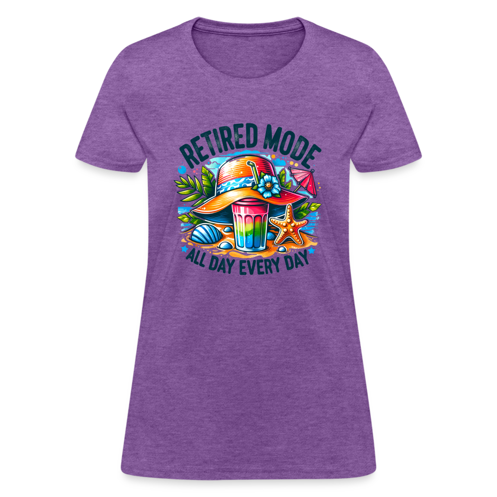 Retired Mode Women's Contoured T-Shirt (All Day Every Day) - purple heather