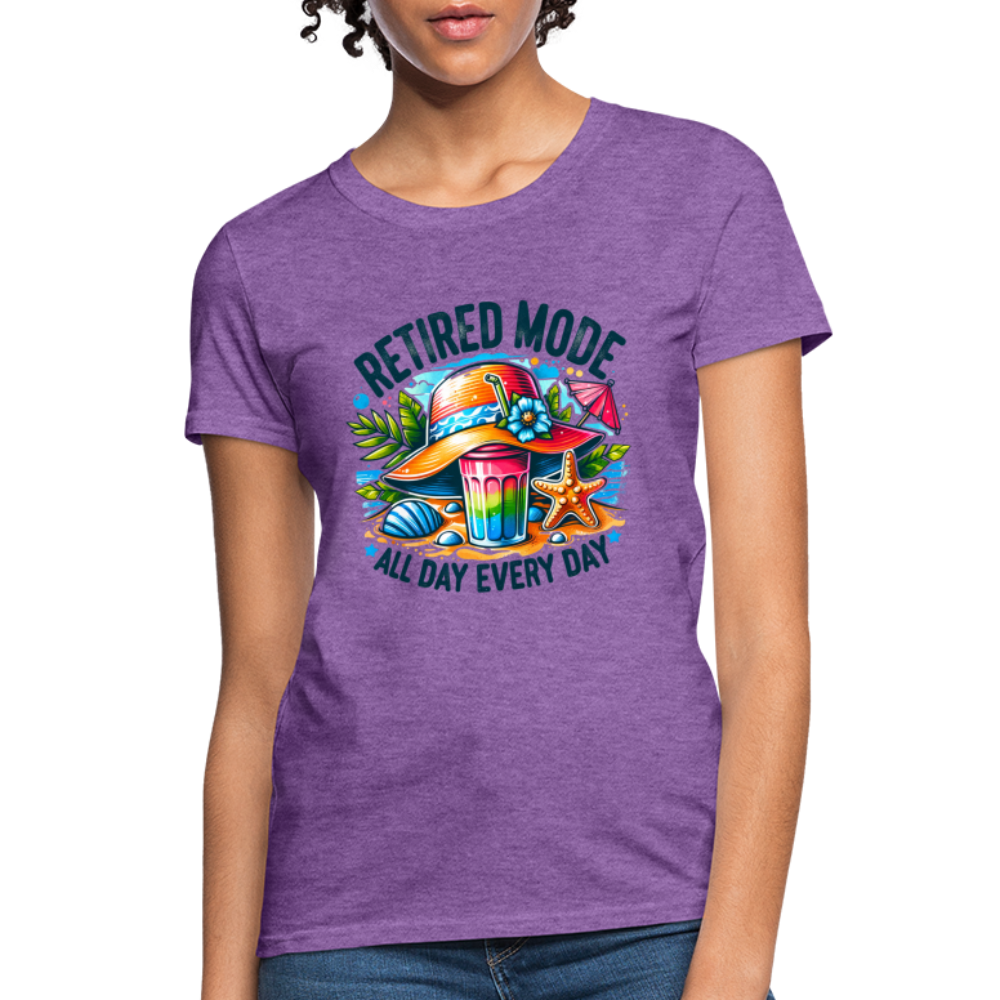 Retired Mode Women's Contoured T-Shirt (All Day Every Day) - purple heather