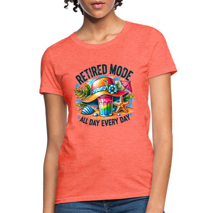 Retired Mode Women's Contoured T-Shirt (All Day Every Day) - heather coral