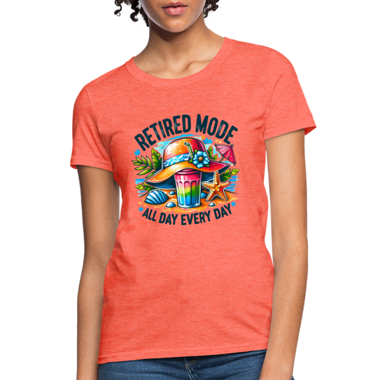 Retired Mode Women's Contoured T-Shirt (All Day Every Day) - heather coral
