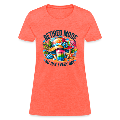 Retired Mode Women's Contoured T-Shirt (All Day Every Day) - heather coral