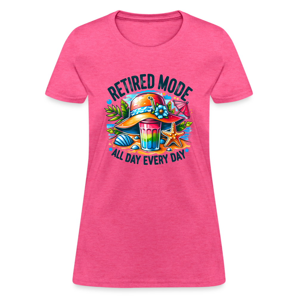 Retired Mode Women's Contoured T-Shirt (All Day Every Day) - heather pink