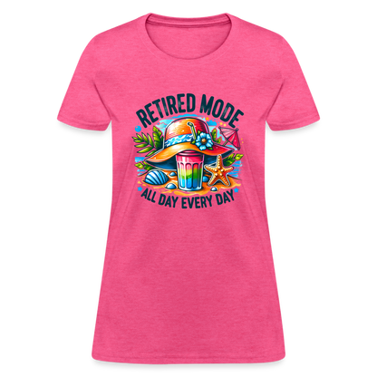 Retired Mode Women's Contoured T-Shirt (All Day Every Day) - heather pink