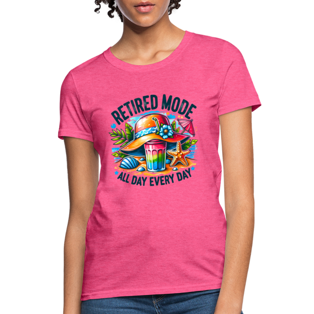 Retired Mode Women's Contoured T-Shirt (All Day Every Day) - heather pink