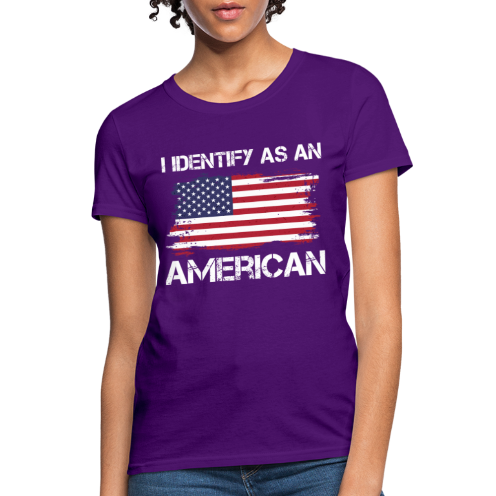 I Identify as an American Women's Contoured T-Shirt - purple