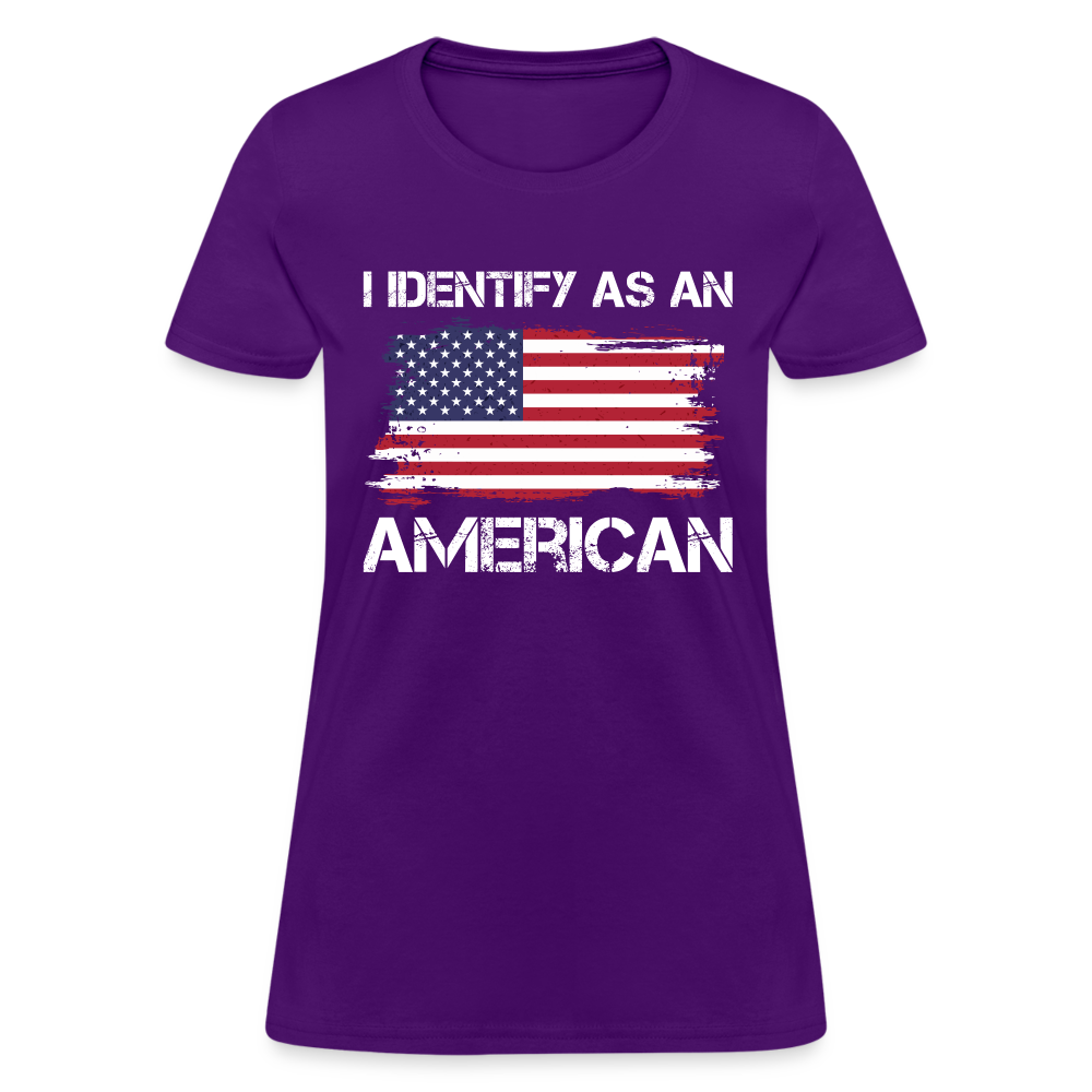 I Identify as an American Women's Contoured T-Shirt - purple