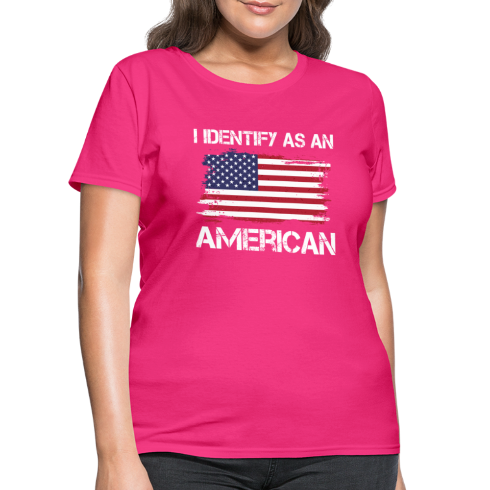 I Identify as an American Women's Contoured T-Shirt - fuchsia