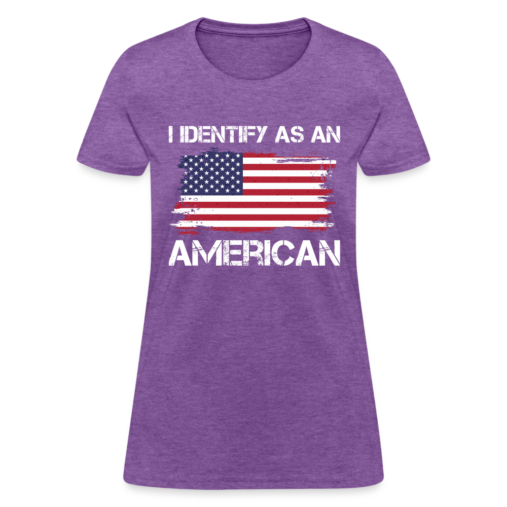 I Identify as an American Women's Contoured T-Shirt - purple heather
