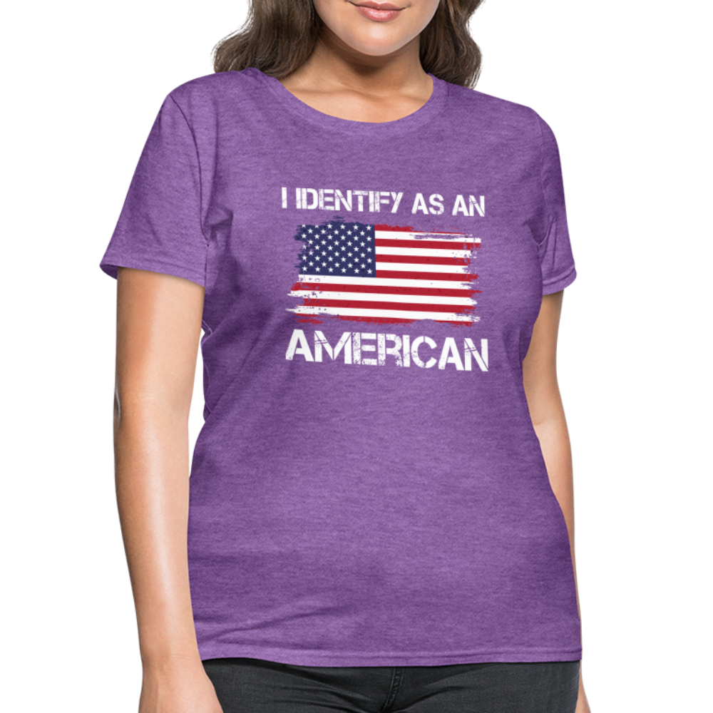 I Identify as an American Women's Contoured T-Shirt - purple heather