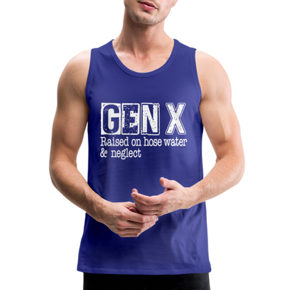 GEN X Men’s Premium Tank Top (Raised on hose water & neglect) - royal blue