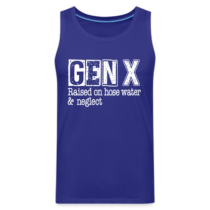 GEN X Men’s Premium Tank Top (Raised on hose water & neglect) - royal blue