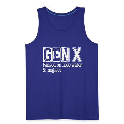 GEN X Men’s Premium Tank Top (Raised on hose water & neglect) - royal blue