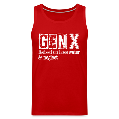 GEN X Men’s Premium Tank Top (Raised on hose water & neglect) - red