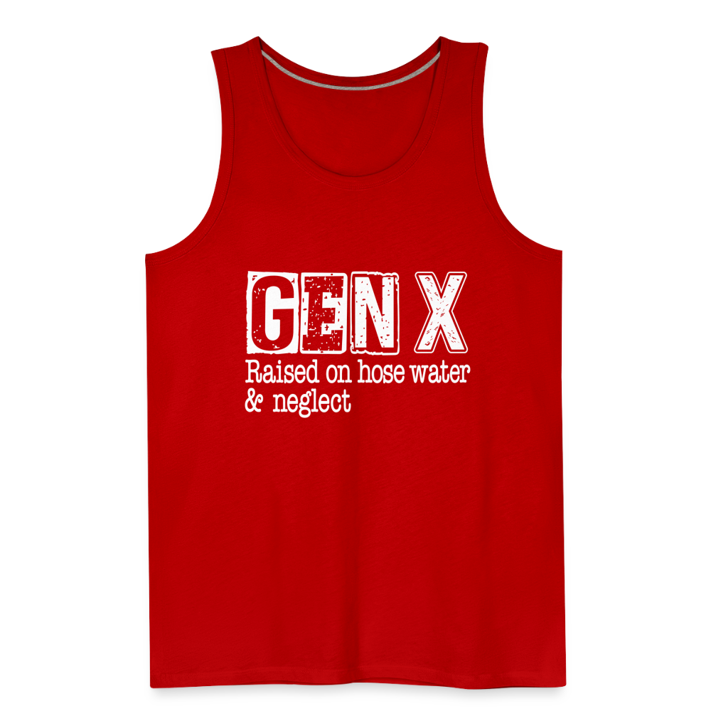 GEN X Men’s Premium Tank Top (Raised on hose water & neglect) - red