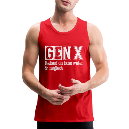 GEN X Men’s Premium Tank Top (Raised on hose water & neglect) - red