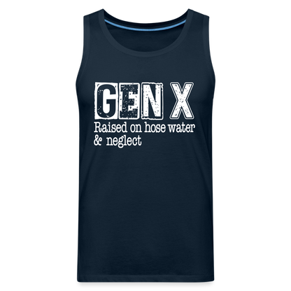 GEN X Men’s Premium Tank Top (Raised on hose water & neglect) - deep navy