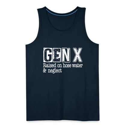 GEN X Men’s Premium Tank Top (Raised on hose water & neglect) - deep navy