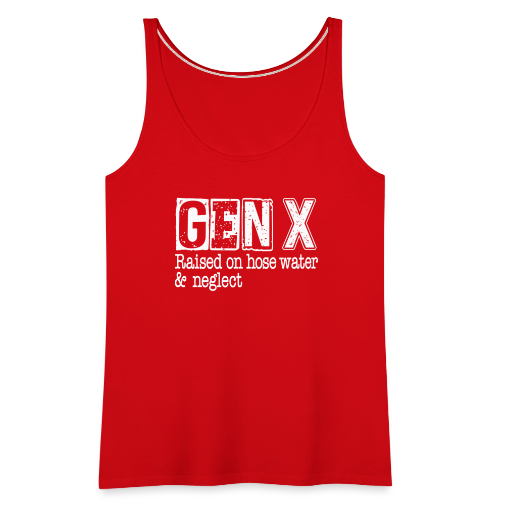 GEN X Women’s Premium Tank Top (Raised on hose water & neglect) - red