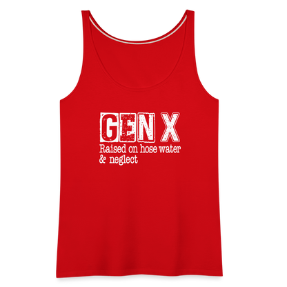 GEN X Women’s Premium Tank Top (Raised on hose water & neglect) - red