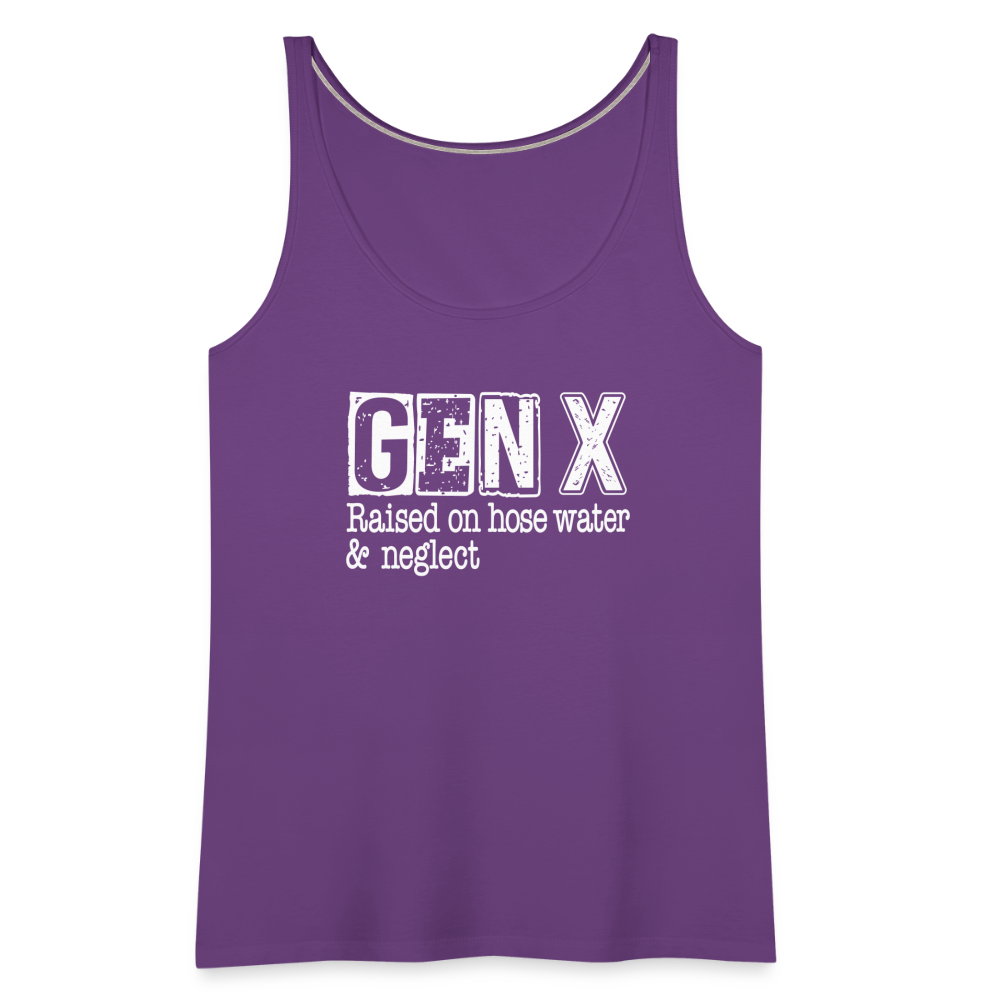 GEN X Women’s Premium Tank Top (Raised on hose water & neglect) - purple